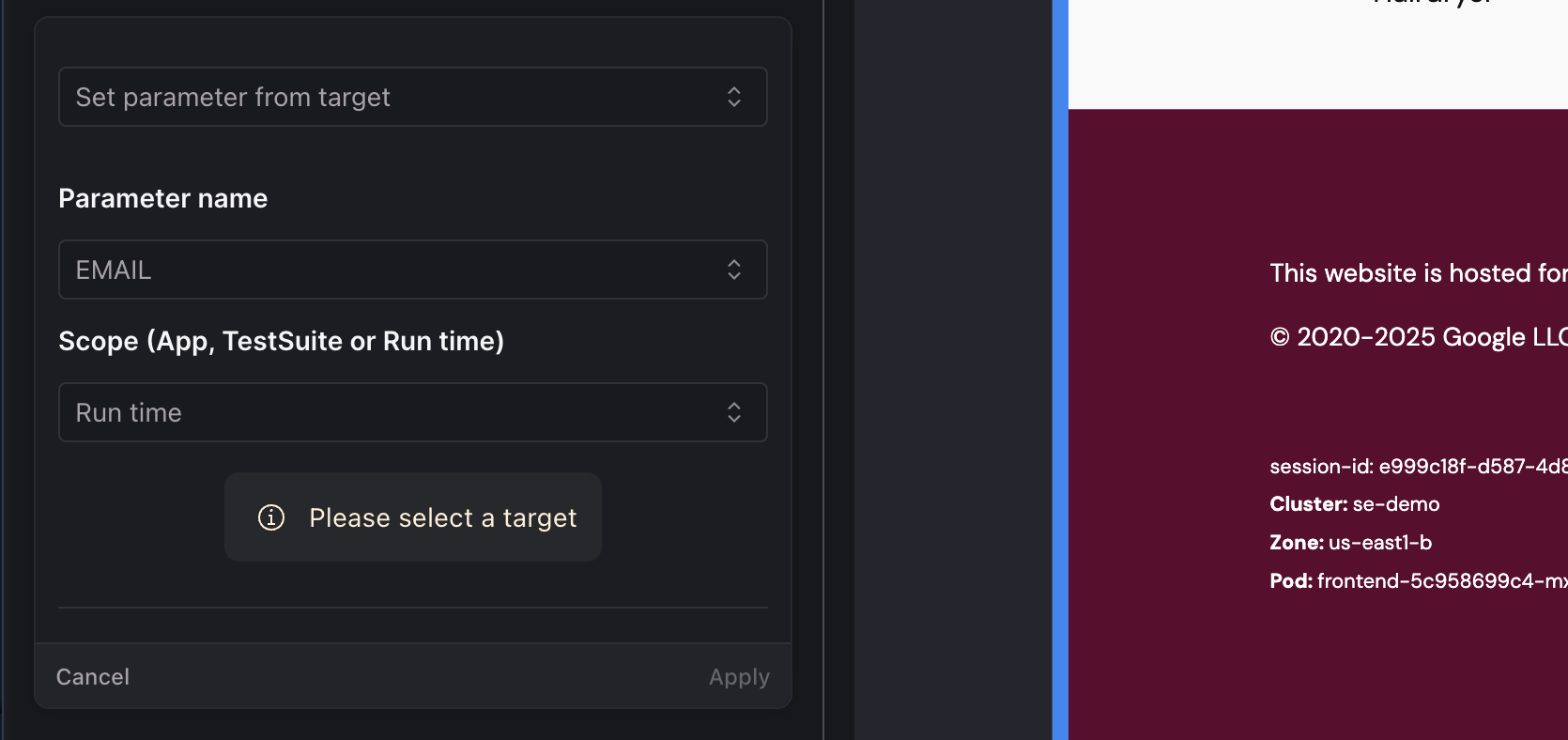Set Parameter from Target Set Parameter from Target
